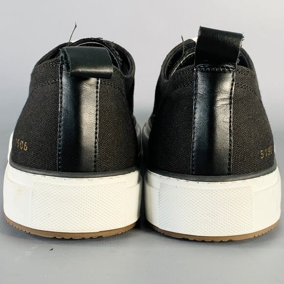 COMMON PROJECTS Size 11 Black White Canvas Lace-Up Sneakers - Picture 3 of 9